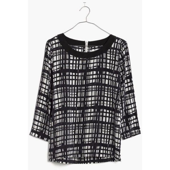 Madewell Tops - Madewell Silk Retrospect Top, Brushstroke Plaid M